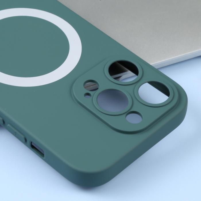 Bild 5, iPhone 15 Pro Skal MagSafe Liquid Silikon Mörk Grön