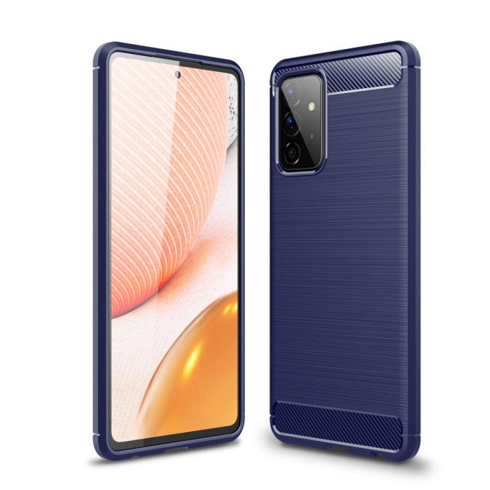 Bild 1, Samsung Galaxy A72 - Borstad Stål Textur Skal - Blå