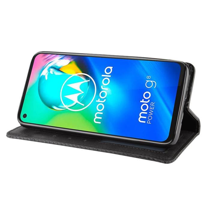 Bild 5, Motorola Moto G8 Power - Vintage Plånboksfodral - Svart