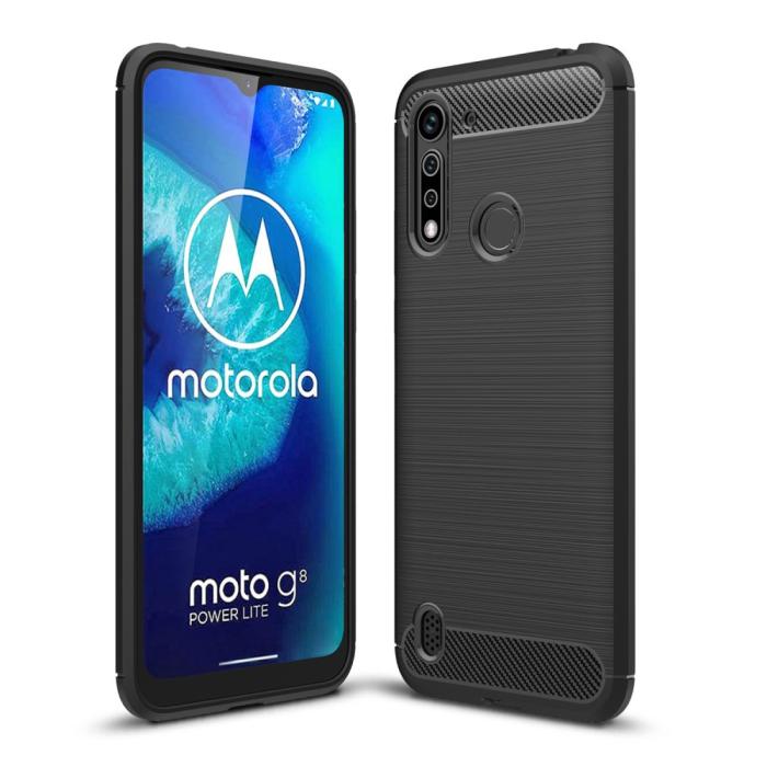 Bild 1, Motorola Moto G8 Power Lite - Borstad Stål Textur - Svart