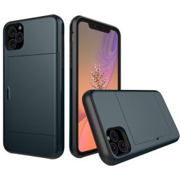 iPhone 11 - Hybrid Skal med kortfack - Mörk Blå