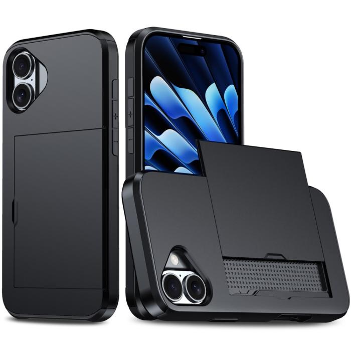 Bild 1, iPhone 16 Skal Hybrid Med Kortfack Svart