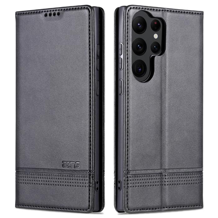 Bild 1, AZNS Samsung Galaxy S23 Ultra Fodral Flip Läder Svart