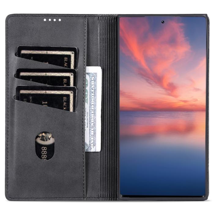 Bild 2, AZNS Samsung Galaxy S23 Ultra Fodral Flip Läder Svart