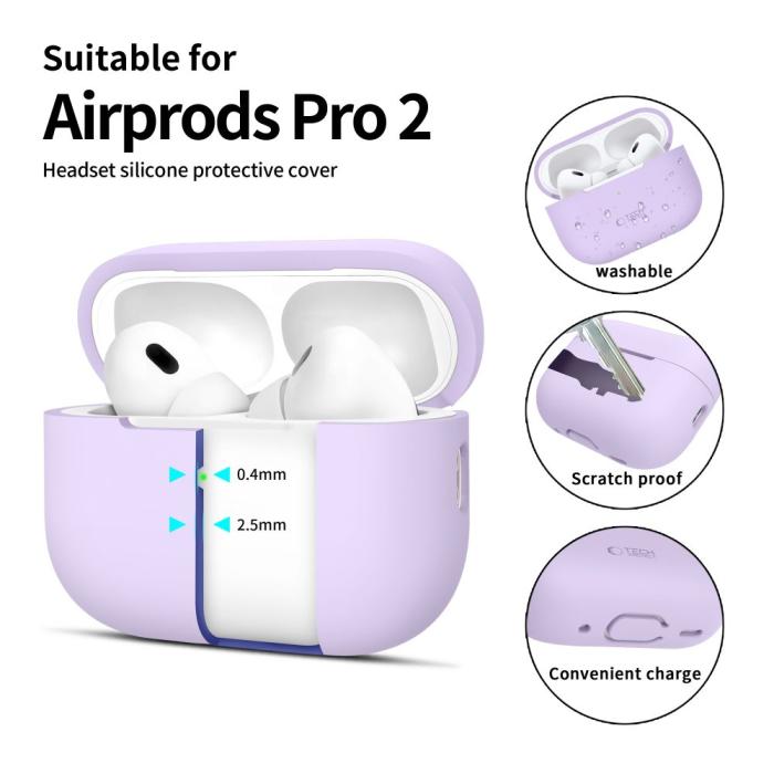 Bild 2, Tech-Protect AirPods Pro 1/2 Skal Silikon Lavender