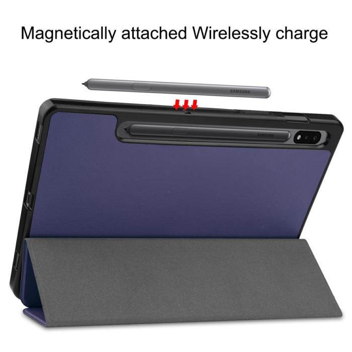 Bild 6, Samsung Galaxy Tab S7 / Tab S8 Fodral Tri-Fold Pennhållare Blå