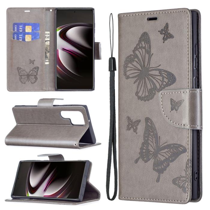 Bild 6, Samsung Galaxy S22 Ultra Fodral Butterfly Grå