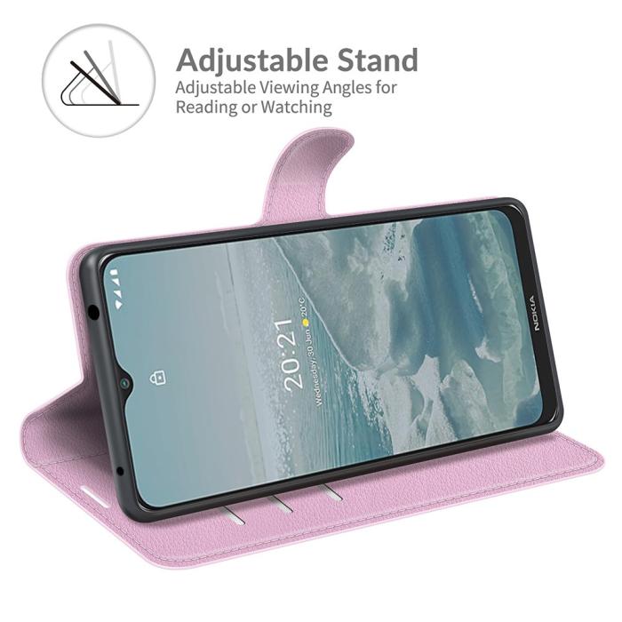Bild 5, Nokia G10 / G20 Fodral Litchi Läder Ljus Rosa