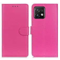 Motorola Edge 40 Pro 5G Fodral Litchi L&auml;der Rosa
