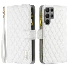 BINFEN Galaxy S25 Ultra Fodral Diamond Multifunktionell Vit