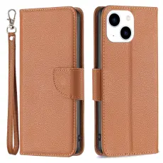 iPhone 15 Fodral Shark Litchi Läder Brun