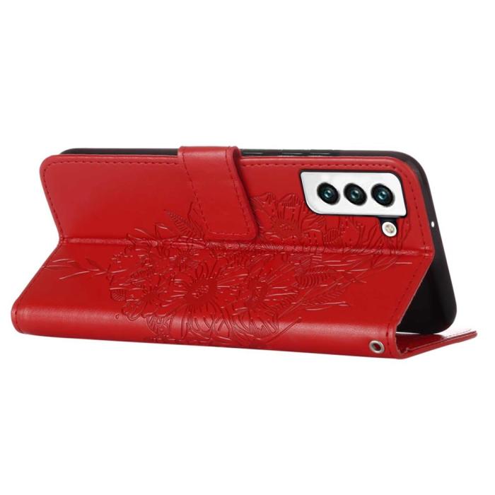 Bild 4, Samsung Galaxy S23 Fodral Fjäril Tryck Röd