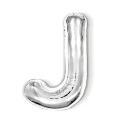 Bokstavsballong J 40 cm Silver