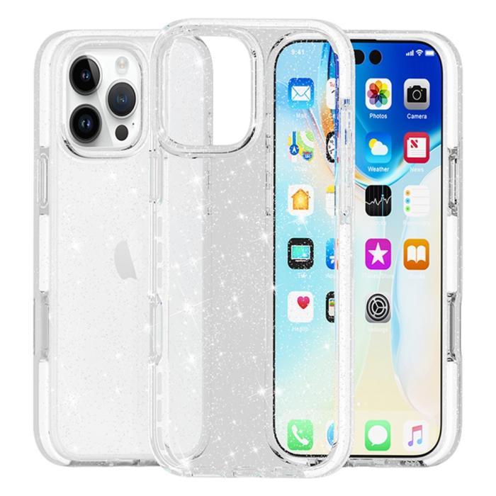 Bild 2, iPhone 16 Pro Skal Glitter Transparent