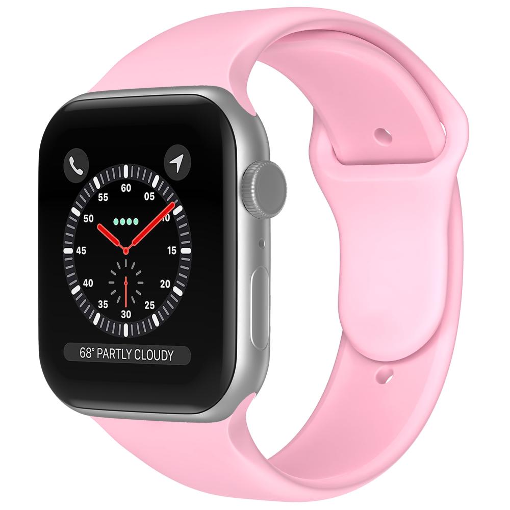 Apple Watch 38/40/41 mm Silikon Armband (M/L) Ljus Rosa