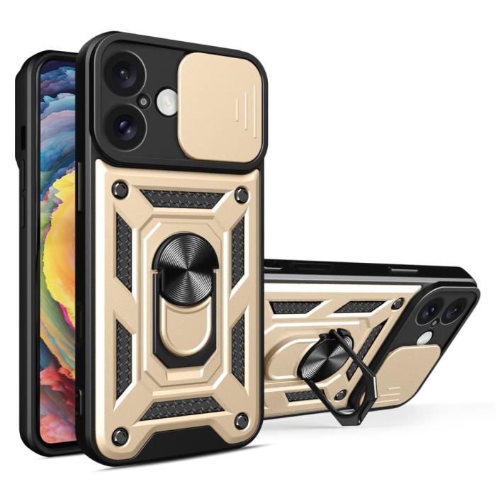 Bild 1, iPhone 16 Skal CamShield Ring Hybrid Guld