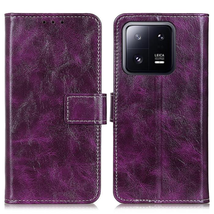 Bild 2, Xiaomi 13 Pro 5G Fodral Crazy Horse Retro Läder Lila