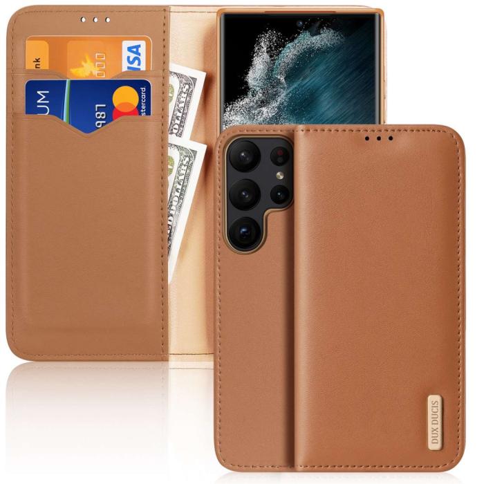 Bild 1, DUX DUCIS Galaxy S23 Ultra Fodral RFID Äkta Läder Brun