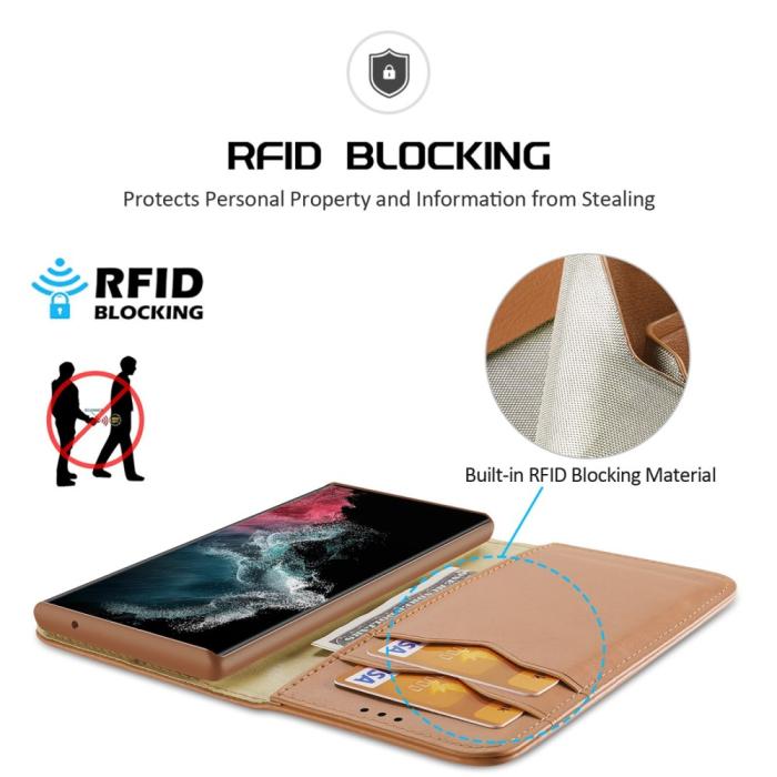 Bild 3, DUX DUCIS Galaxy S23 Ultra Fodral RFID Äkta Läder Brun
