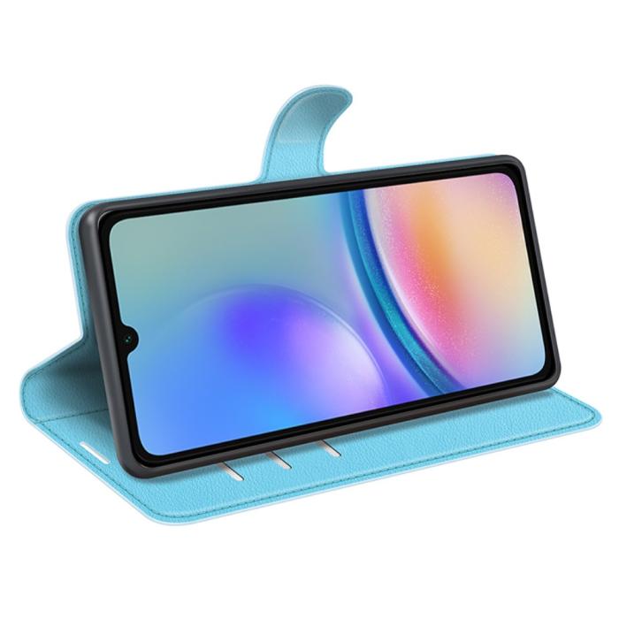Bild 3, Samsung Galaxy A05s 4G Fodral Litchi Läder Ljus Blå