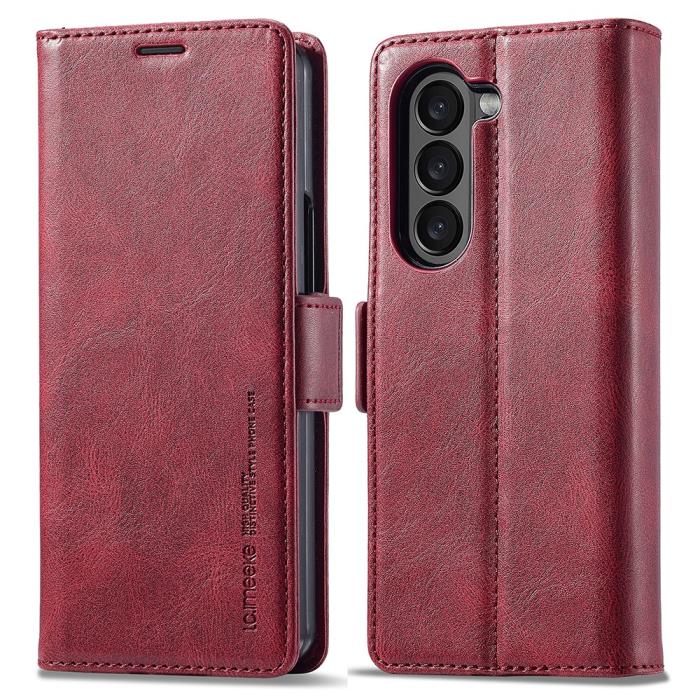 Bild 1, LC.IMEEKE Galaxy Z Fold 5 Fodral RFID Läder Röd