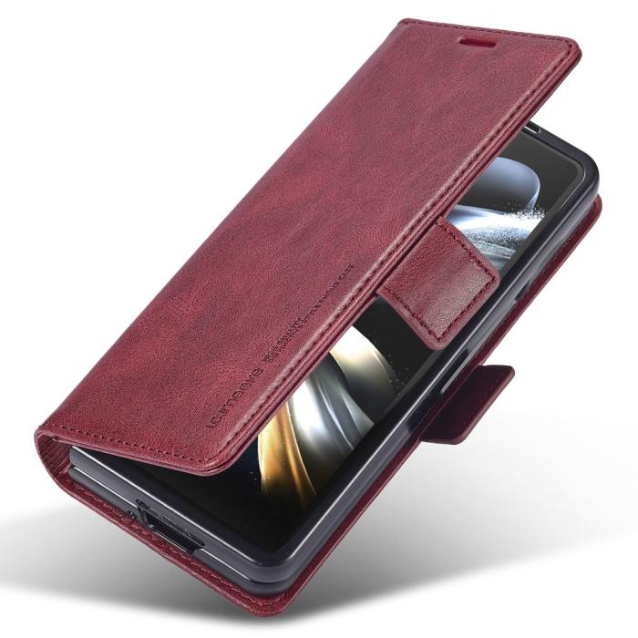 Bild 3, LC.IMEEKE Galaxy Z Fold 5 Fodral RFID Läder Röd