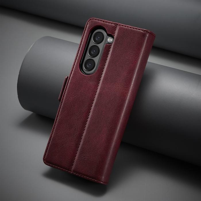 Bild 5, LC.IMEEKE Galaxy Z Fold 5 Fodral RFID Läder Röd
