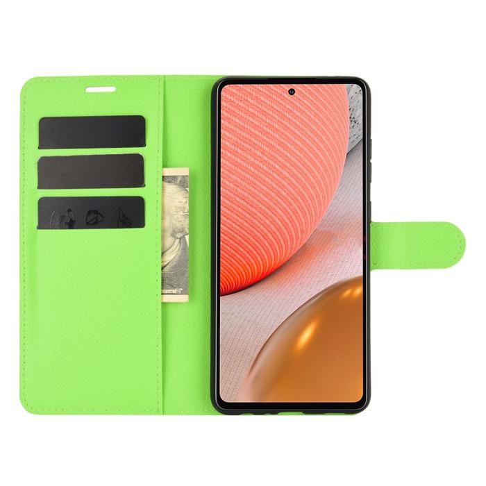 Bild 4, Samsung Galaxy A72 - Litchi Läder Fodral - Grön