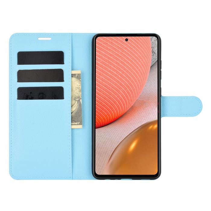 Bild 4, Samsung Galaxy A72 - Litchi Läder Fodral - Blå