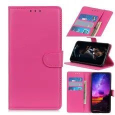Motorola Edge Plus - Litchi Pl&aring;nboksfodral - Rosa