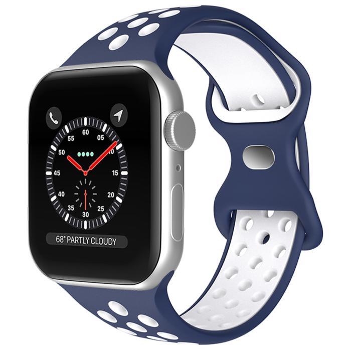 Bild 2, Sportarmband Dual-Color Apple Watch 42/44/45/49 mm (M/L) Blå/Vit