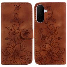 Samsung Galaxy A27 5G Fodral L&auml;der Blommor Brun