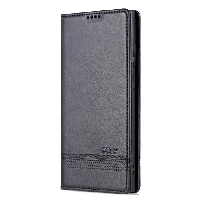 Bild 6, AZNS Samsung Galaxy S23 Ultra Fodral Flip Läder Svart