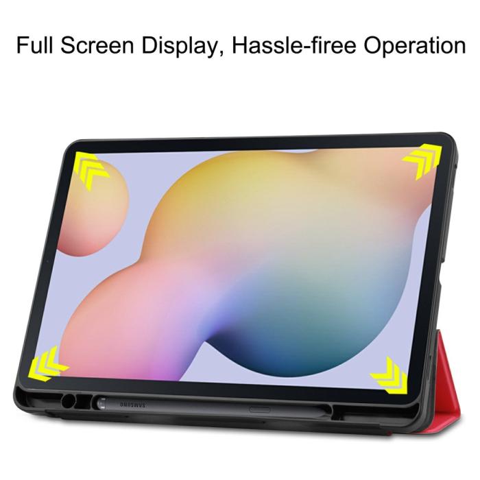Bild 4, Samsung Galaxy Tab S7 / Tab S8 Fodral Tri-Fold Pennhållare Röd