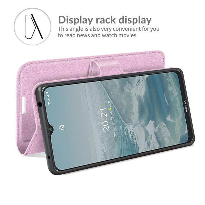 Bild 6, Nokia G10 / G20 Fodral Litchi Läder Ljus Rosa