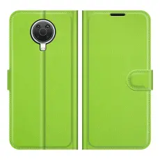 Nokia G10 / G20 Fodral Litchi L&auml;der Gr&ouml;n