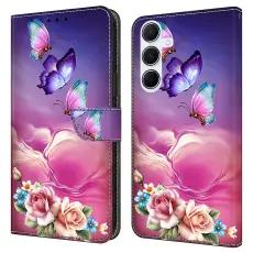 Galaxy A36 5G/A56 5G Fodral Med Tryck Blommor/Fj&auml;rilar