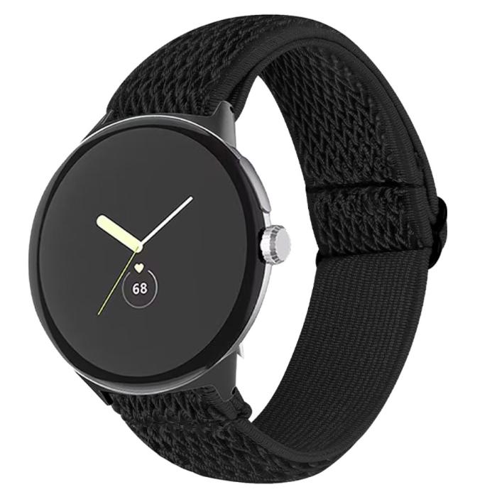 Bild 3, Google Pixel Watch / Watch 2 Justerbart Nylon Armband Svart