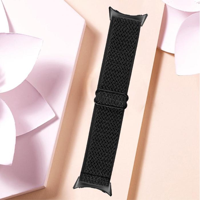 Bild 4, Google Pixel Watch / Watch 2 Justerbart Nylon Armband Svart