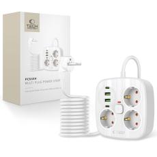 Tech-Protect 2m Förgreningsdosa Med USB-C/USB-A Vit
