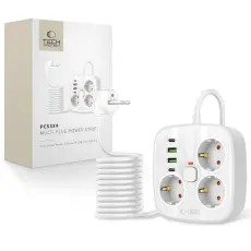 Tech-Protect 2m Förgreningsdosa Med USB-C/USB-A Vit