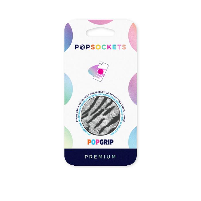 Bild 2, PopSockets Avtagbart Grip med Ställfunktion Premium Vegan Leather Zebra