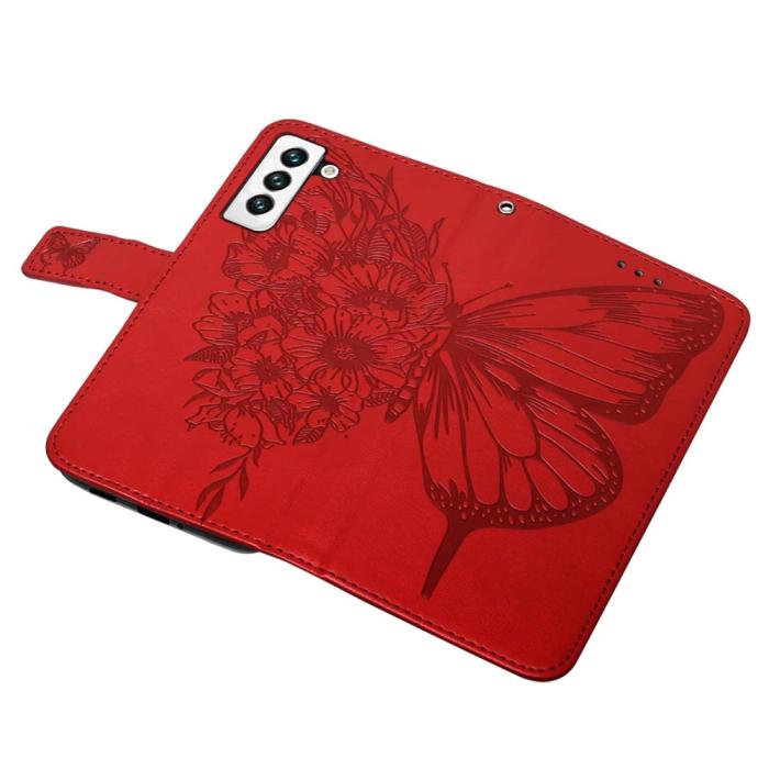 Bild 6, Samsung Galaxy S23 Fodral Fjäril Tryck Röd