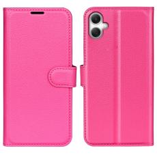 Samsung Galaxy A07 Fodral Litchi L&auml;der Rosa