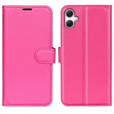 Samsung Galaxy A07 Fodral Litchi L&auml;der Rosa