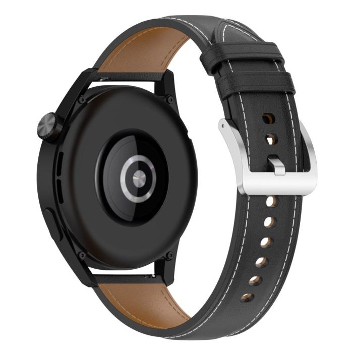Bild 1, Äkta Läder Armband Smartwatch (22 mm) Svart