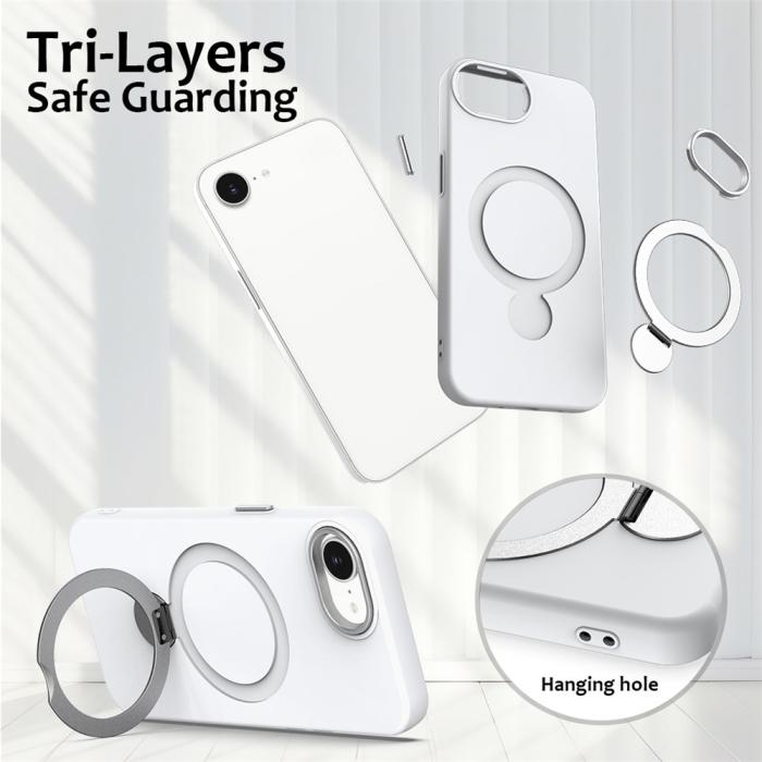 Bild 6, iPhone 17e / 16e Skal MagSafe Kickstand Hybrid Vit