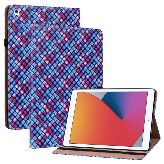 Bild 1, iPad 10.2 2019/2020/2021 Fodral Vävd Textur Blå/Rosa