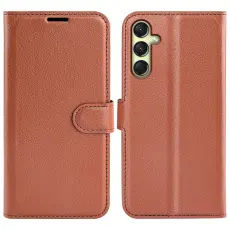 Samsung Galaxy A16 Fodral Litchi L&auml;der Brun