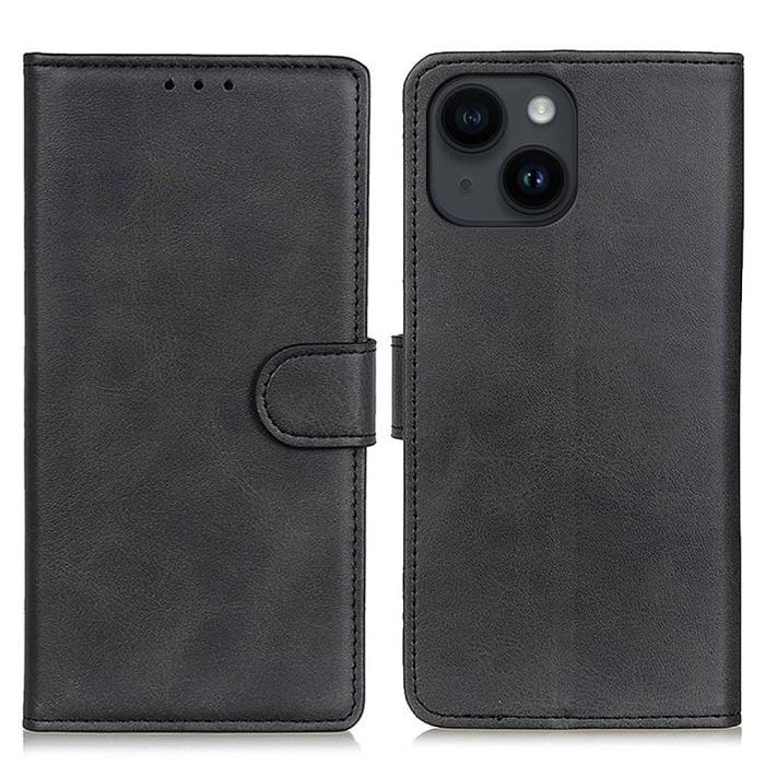 Bild 1, iPhone 15 Plus Fodral Solid Läder Svart